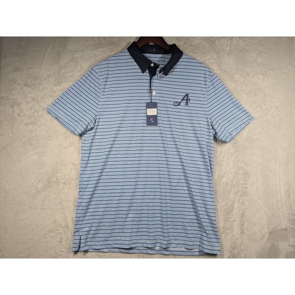 NWT Extracurricular LIV ACES Golf Tour Polo MEDIUM Golf Blue Black White Stripe - Picture 1 of 9
